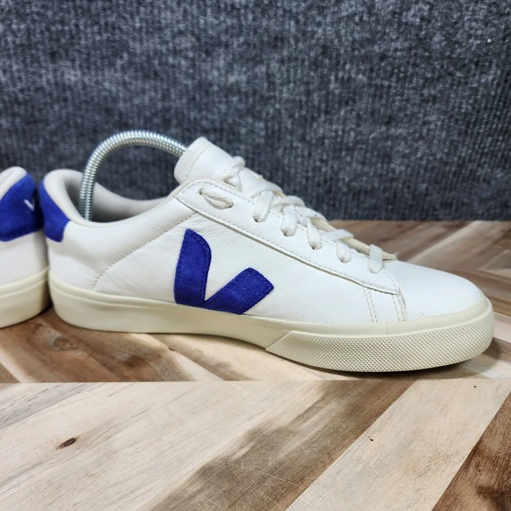 Veja Campo Chromefree Leather Sneaker - Extra White/Blue Size US Men's 9 Wmns 11